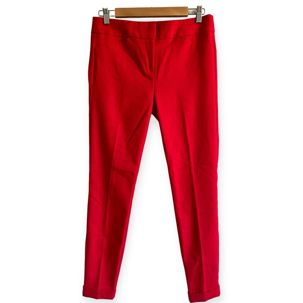 NWT Loft Pants Women 4 Red Cherry Berry Marisa Skinny Trouser Cuff Pocket